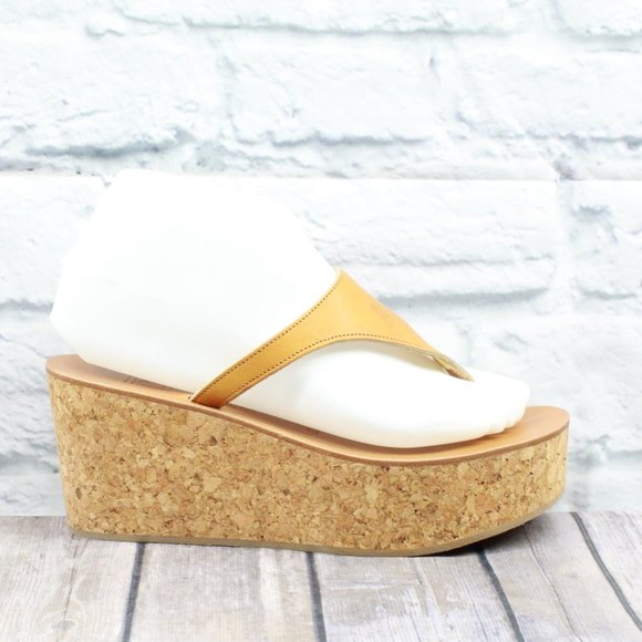 K. Jacoves Wedge Thong Heels Sandals Size 37 - Picture 2 of 10